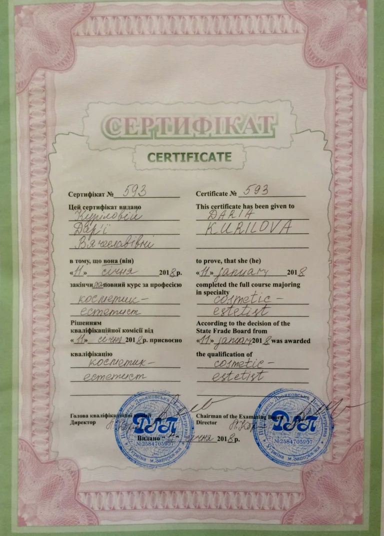 Сертифікати лікаря