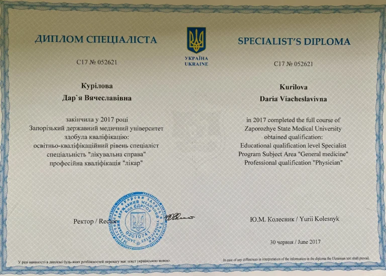 Сертифікати лікаря